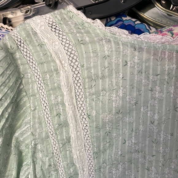 Loveshack fancy STEVIE TOP mineral color lace button up blouse - Picture 6 of 17